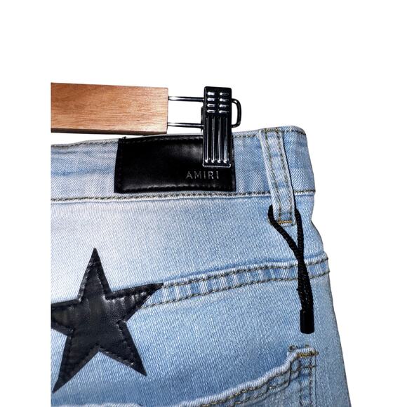 Unbranded Amiri-Style Star Patch Jeans - Size 30 (Measured) Light Wash Denim - Picture 6 of 6